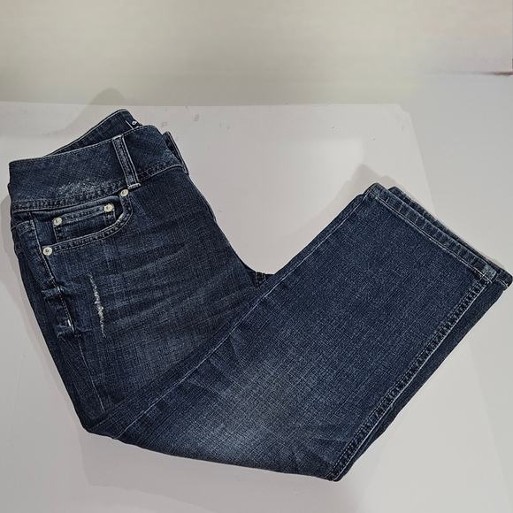 London Jeans Woman's Jeans Size 2 Cropped Medium Wash Distressed Pants - Picture 1 of 12